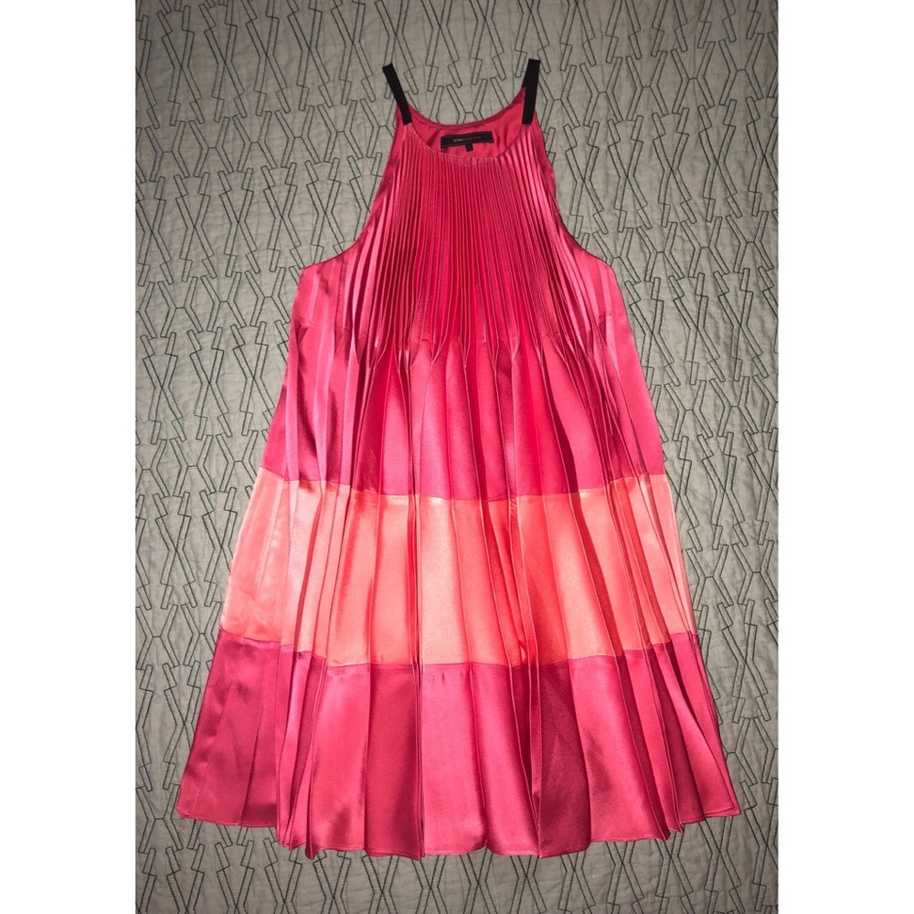 BCBGMaxazria Pleated Boatneck Colorblock Dress